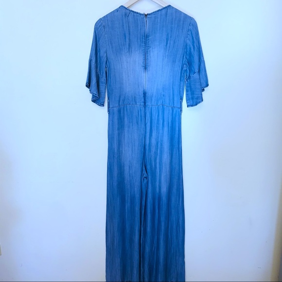 4our Dreamers Denim Cropped Wide Leg Jumpsuit - Picture 9 of 10